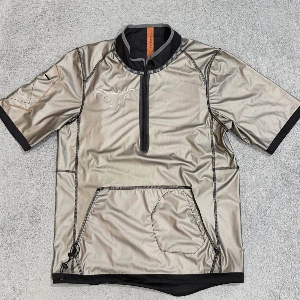 Nike Team Issued Texas Longhorns Men's S Coaches Jacket 1/2 Zip Windbreaker S/S